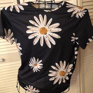 Black, White & Gold Daisy Shirt